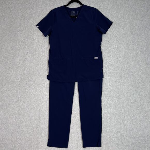 Figs Navy Casma Three Pocket Scrub Top Yola Skinny Scrub Pants Size Small - Picture 1 of 16